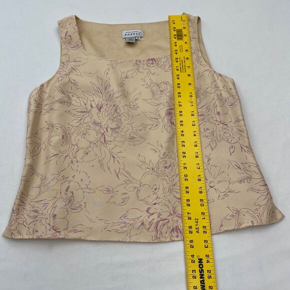 Adrianna Papell Floral Silk Blouse Top Sleeveless Lined Womens 14 Cream Career - Picture 7 of 8